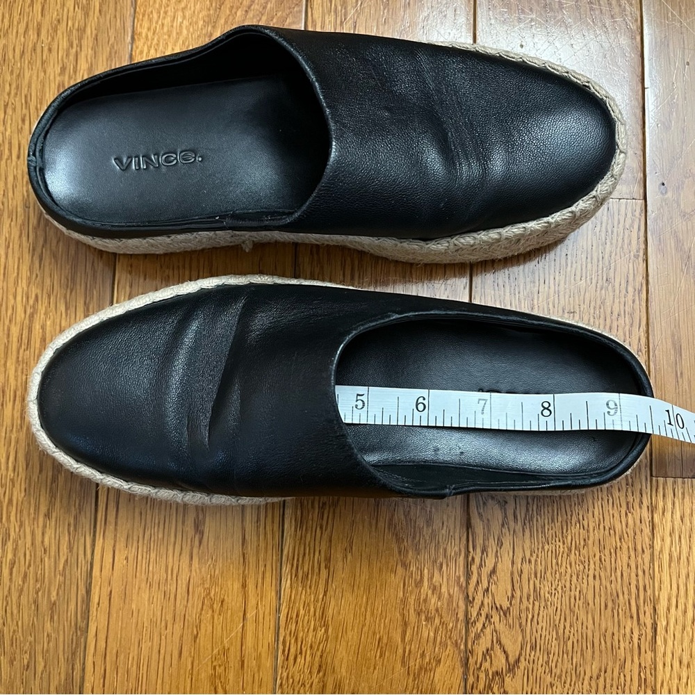 Vince Ulla Platform Black Leather Espadrille Mules - Picture 9 of 10